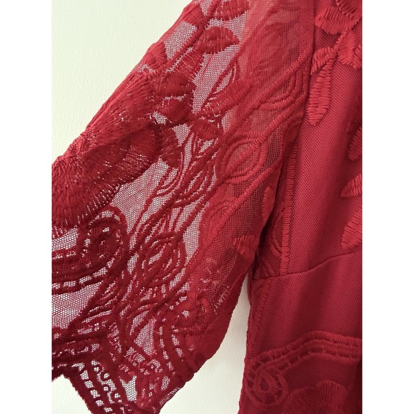 Eleter Dress Womens L Burgundy Lace Maxi Romantic Boho Fairy Whimsy Goth Witchy - Picture 8 of 16